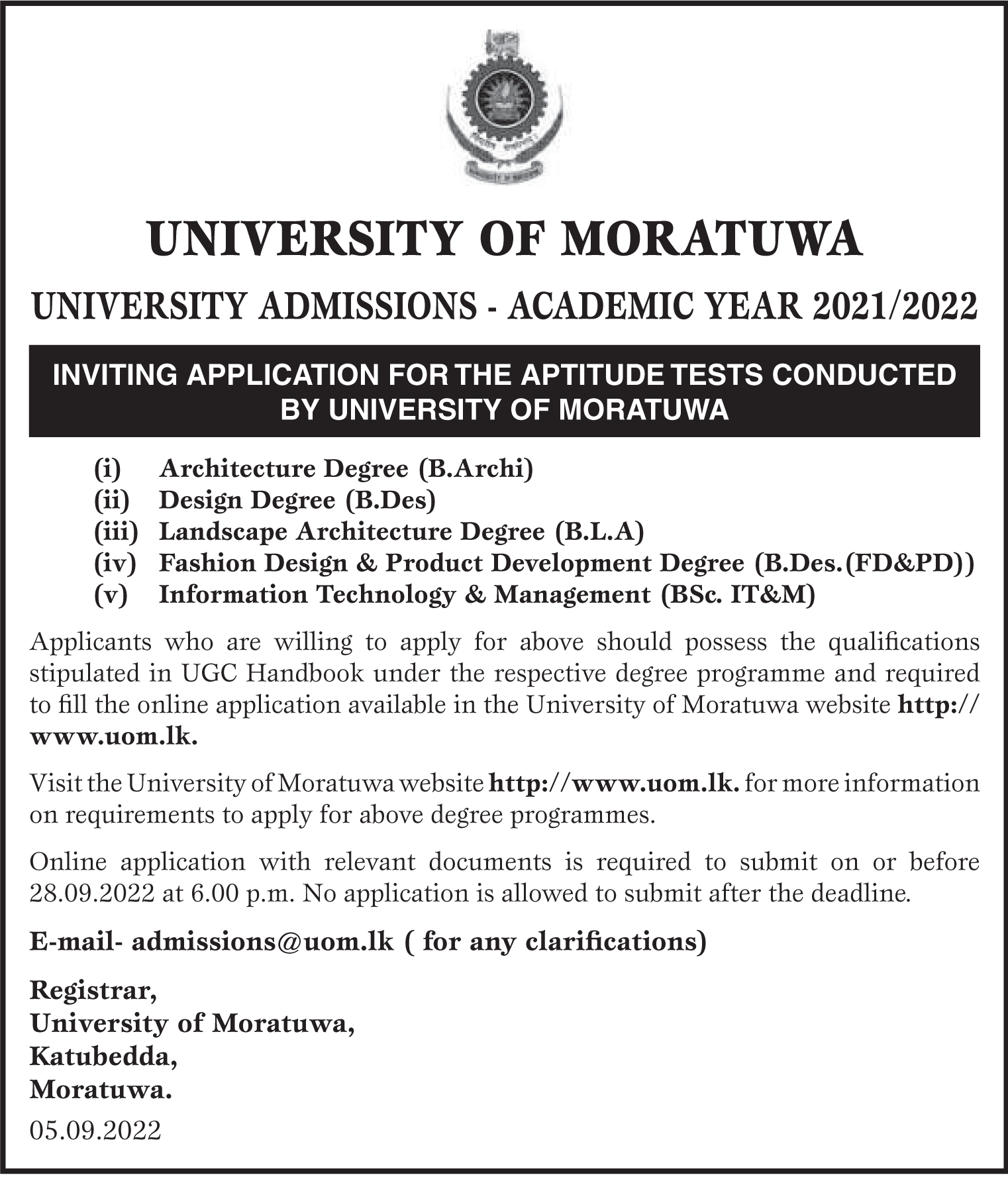 university-of-moratuwa-aptitude-test-2022-uplankajobs