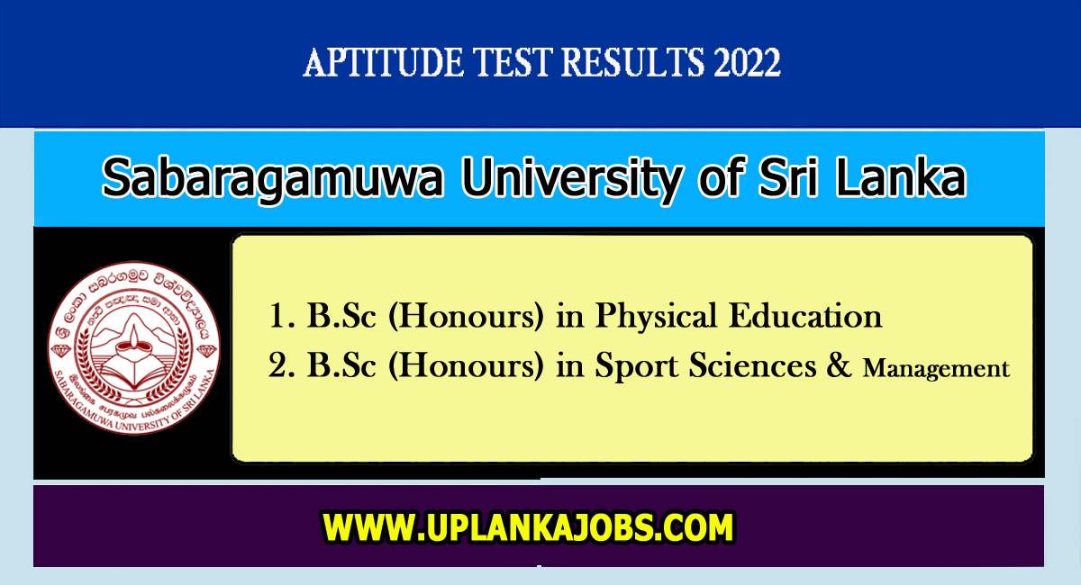 Sabaragamuwa University Aptitude Test Results 2022