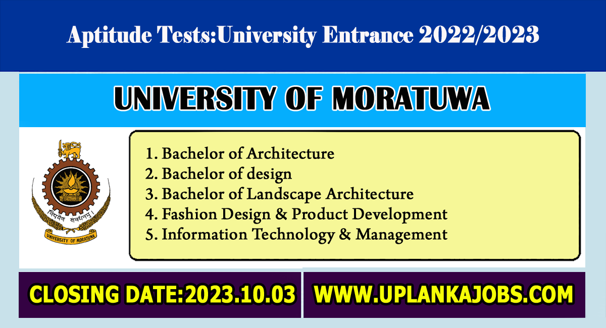 Moratuwa University Aptitude Test Application 2023 Uplankajobs Government Job Vacancies