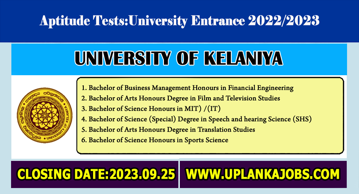 University Of Kelaniya Aptitude Test 2023 Uplankajobs Government Job Vacancies In Sri Lanka